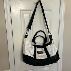 Stella McCartney Adidas white and black crossbody gym travel tote bag